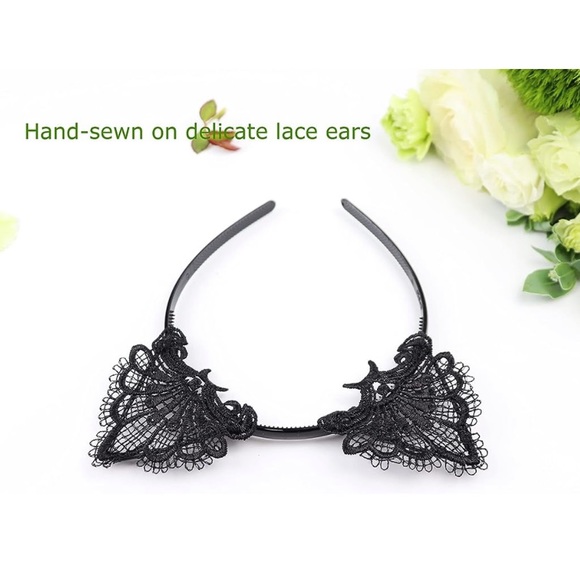 Exquisite Sweet Lace Cat Ears Headband Black-Plastic Halloween Costume - Picture 7 of 7